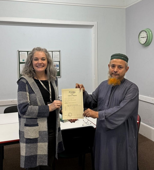 Receiving course report at St Giles International Cambridge